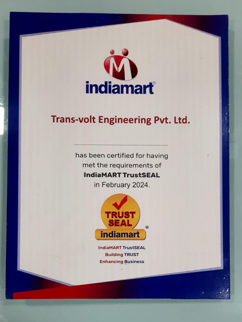 Transvolt award or certification